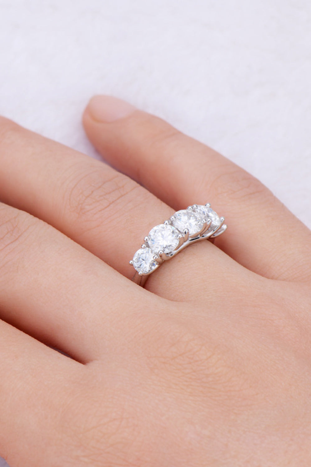 1 Carat Moissanite 925 Sterling Silver Half-Eternity Ring - Pahabu - Women's Clothing & Shop