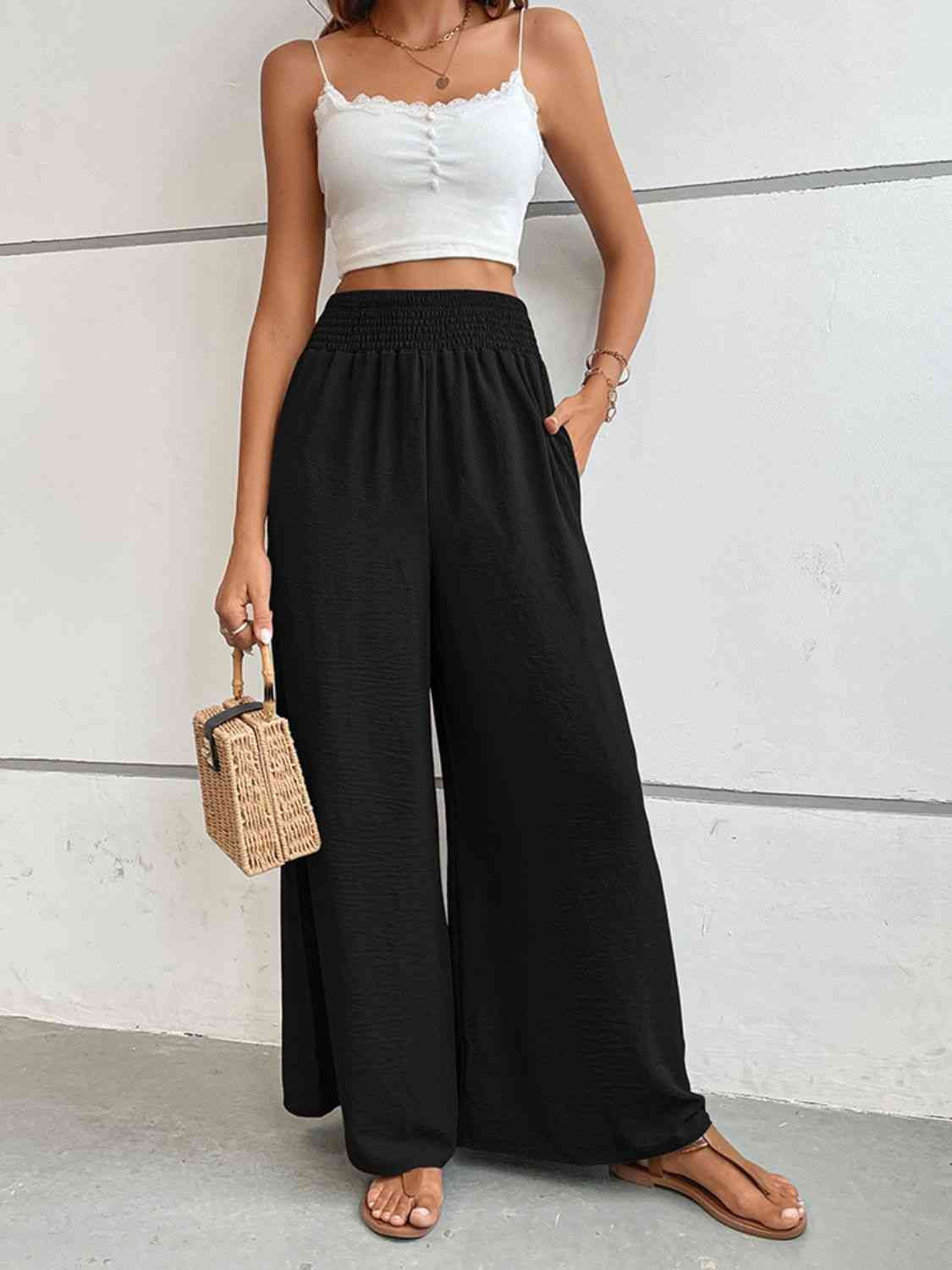 Perfee Wide Waistband Relax Fit Long Pants - Pahabu - Women's Clothing & Shop