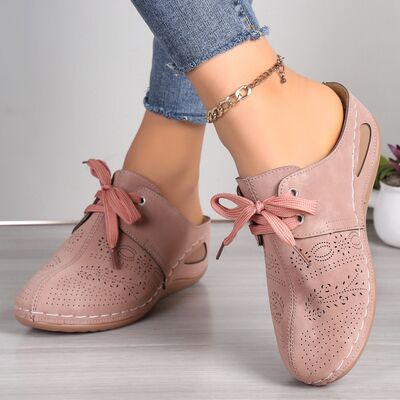 Lace-Up Round Toe Wedge Sandals - Pahabu - Women's Clothing & Shop