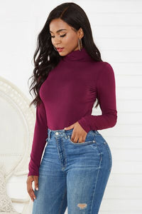 Turtleneck Long Sleeve Bodysuit - Pahabu - Women's Clothing & Shop