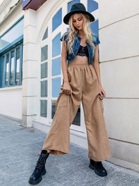 Pocketed Wide Leg Elastic Waist Pants - Pahabu - Women's Clothing & Shop
