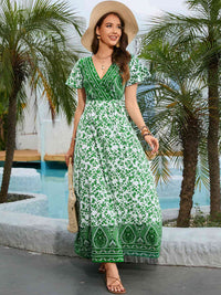Bohemian Surplice Neck Split Maxi Dress - Pahabu - Women's Clothing & Shop