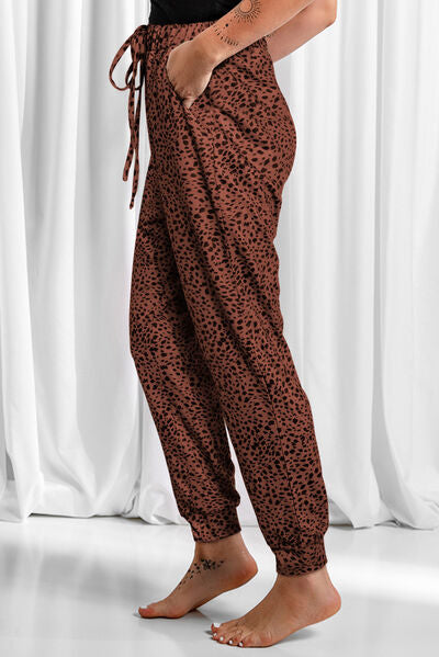 Full Size Leopard Drawstring Pocketed Pants - Pahabu - Women's Clothing & Shop