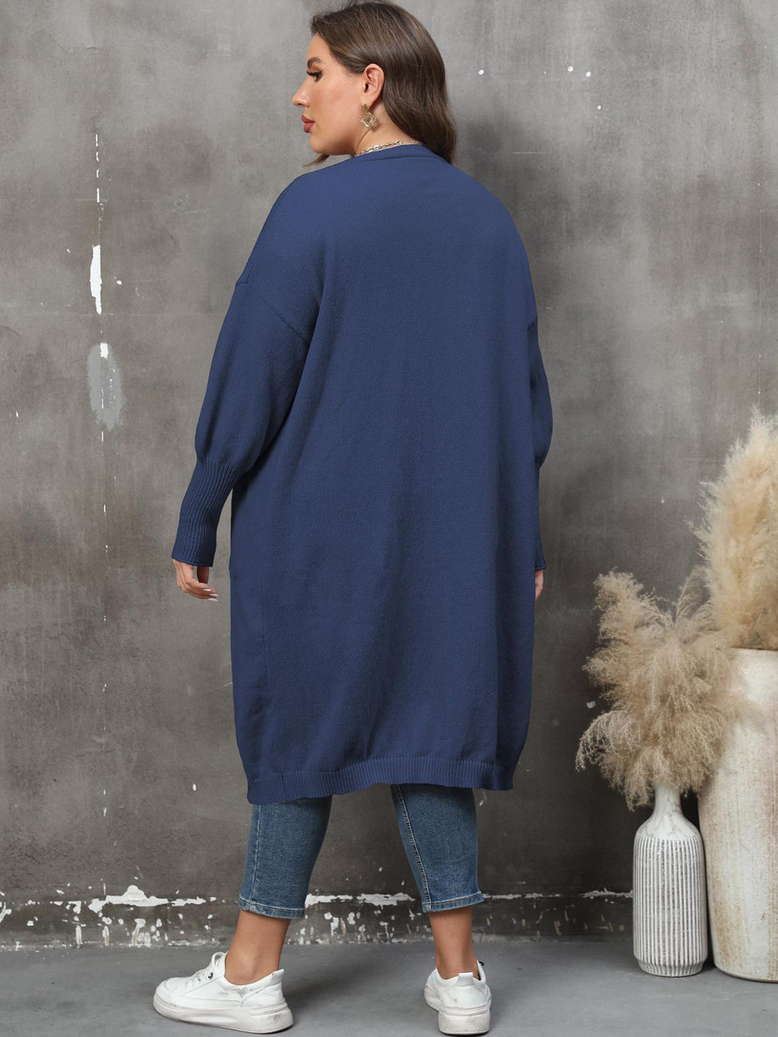 Plus Size Long Sleeve Pocketed Cardigan - Pahabu - Women's Clothing & Shop