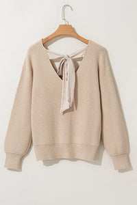 Tied V-Neck Long Sleeve Sweater - Pahabu - Women's Clothing & Shop