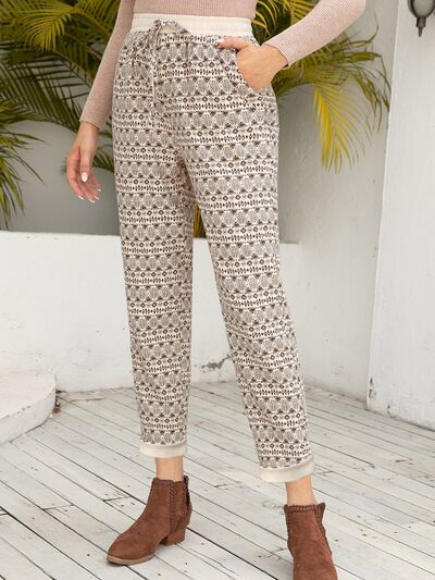 Ivy Lane Tied Printed Pants with Pockets - Pahabu - Women's Clothing & Shop