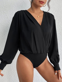 Perfee Surplice Ruched Long Sleeve Bodysuit - Pahabu - Women's Clothing & Shop