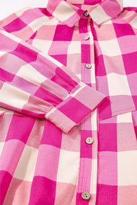 Plaid Button Up Long Sleeve Shirt Dress - Pahabu - Women's Clothing & Shop