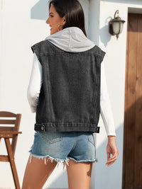 Pocketed Button Up Hooded Denim Jacket - Pahabu - Women's Clothing & Shop