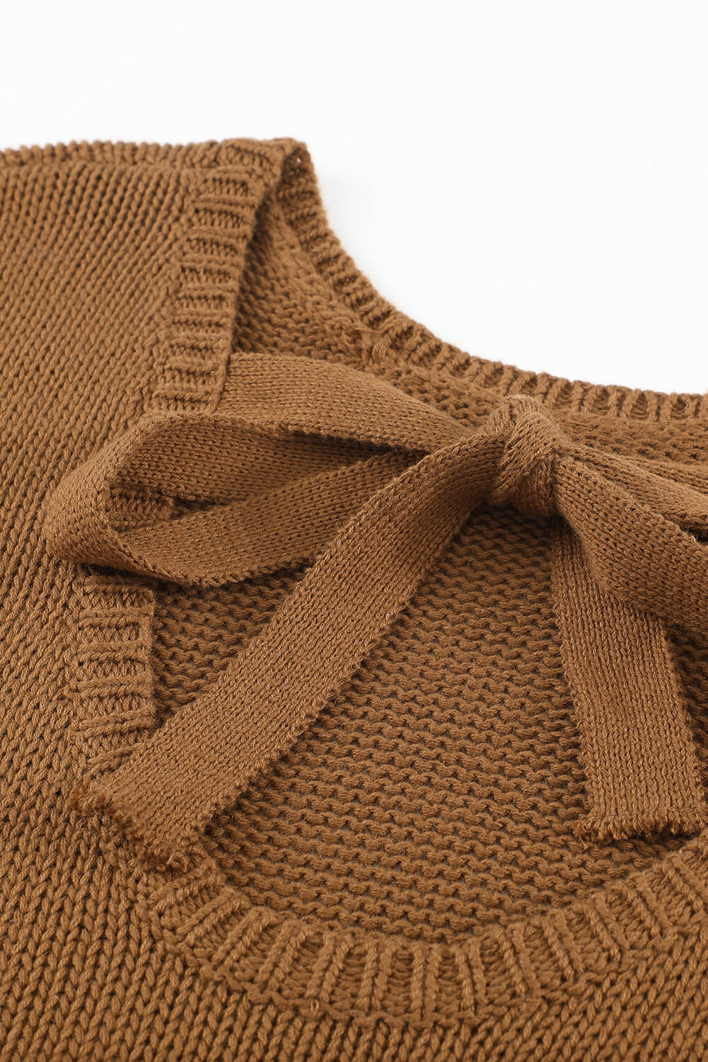 Tied Balloon Sleeve Round Neck Sweater - Pahabu - Women's Clothing & Shop