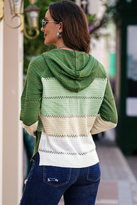 Zip-Up Raglan Sleeve Openwork Hooded Cardigan - Pahabu - Women's Clothing & Shop