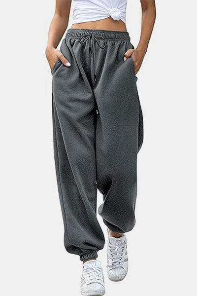 Elastic Waist Joggers with Pockets - Pahabu - Women's Clothing & Shop