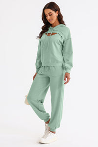 Cutout Drawstring Hoodie and Joggers Active Set - Pahabu - Women's Clothing & Shop