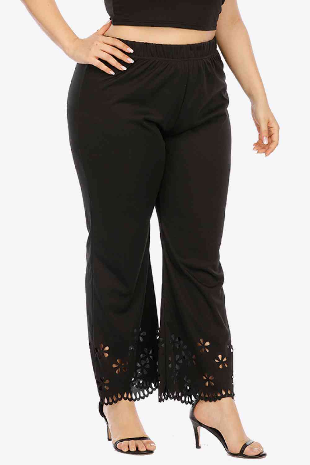 Plus Size Openwork Elastic Waist Pants - Pahabu - Women's Clothing & Shop