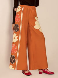 Printed Elastic Waist Wide Leg Pants - Pahabu - Women's Clothing & Shop