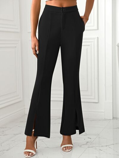 Slit Flare Pants with Pockets - Pahabu - Women's Clothing & Shop