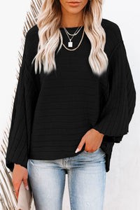 Round Neck Long Sleeve Knit Top - Pahabu - Women's Clothing & Shop