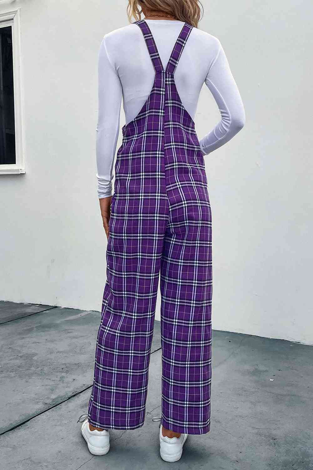 Perfee Plaid Straight Leg Overalls - Pahabu - Women's Clothing & Shop