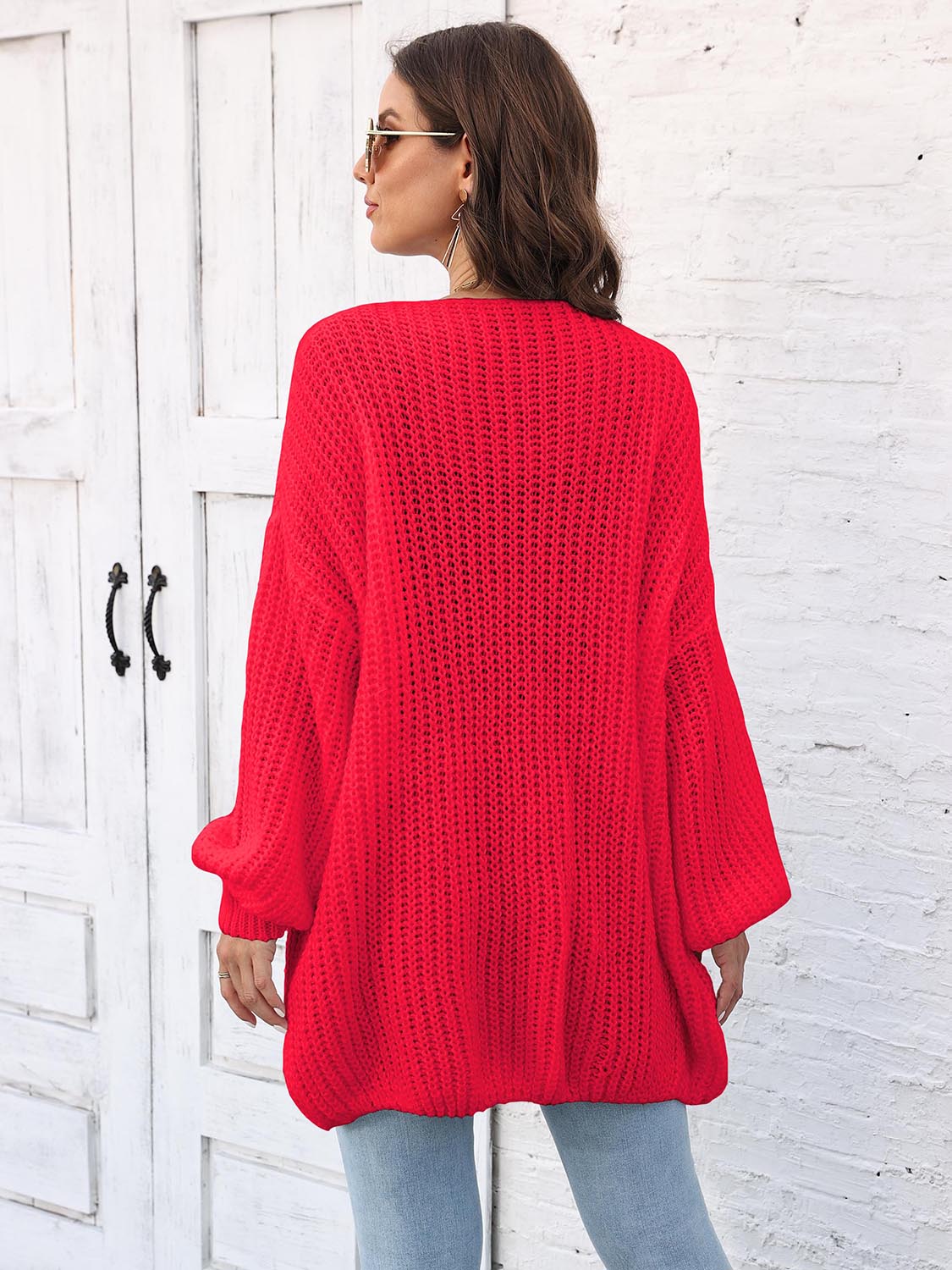Open Front Dropped Shoulder Longline Cardigan - Pahabu - Women's Clothing & Shop