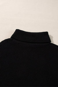 Striped & Checkered Turtleneck Dropped Shoulder Sweater - Pahabu - Women's Clothing & Shop
