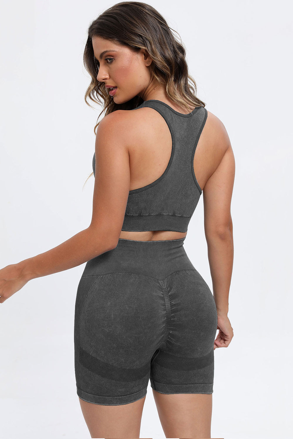 3 Piece Washed Square Neck Wide Strap Active Set - Pahabu - Women's Clothing & Shop