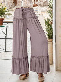 Wide Leg Ruffle Trim Pants - Pahabu - Women's Clothing & Shop