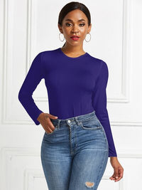 Round Neck Long Sleeve Bodysuit - Pahabu - Women's Clothing & Shop