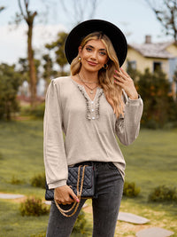Puff Sleeve Ruffle Trim Blouse - Pahabu - Women's Clothing & Shop