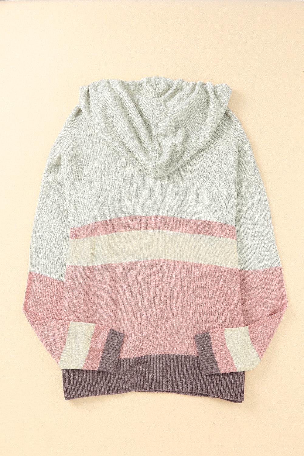 Color Block Long Sleeve Drawstring Hooded Sweater - Pahabu - Women's Clothing & Shop