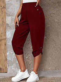 Full Size Roll-Tab Capris Pants - Pahabu - Women's Clothing & Shop