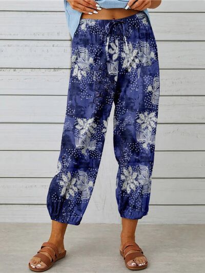 Printed Tied Cropped Pants - Pahabu - Women's Clothing & Shop