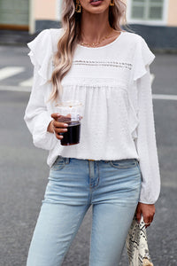 Round Neck Ruffled Blouse - Pahabu - Women's Clothing & Shop