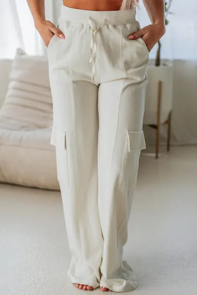 Drawstring High Waist Pants with Pockets - Pahabu - Women's Clothing & Shop