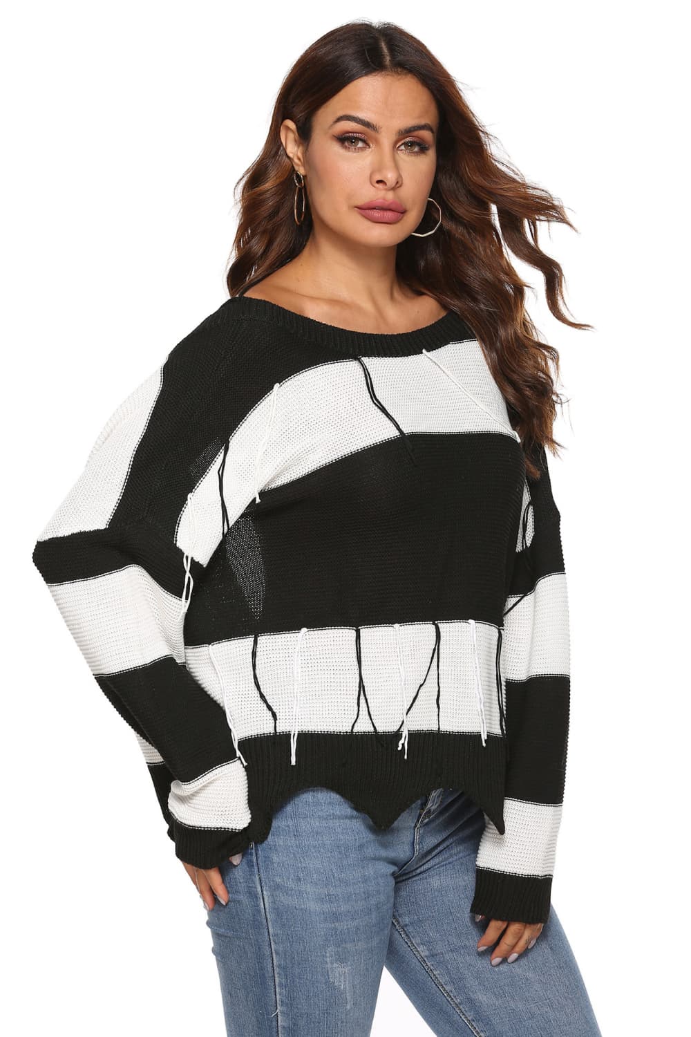 Color Block Backless Long Sleeve Sweater - Pahabu - Women's Clothing & Shop