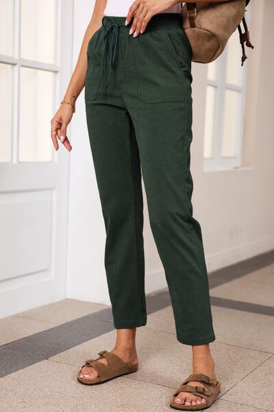 Drawstring Straight Pants with Pockets - Pahabu - Women's Clothing & Shop
