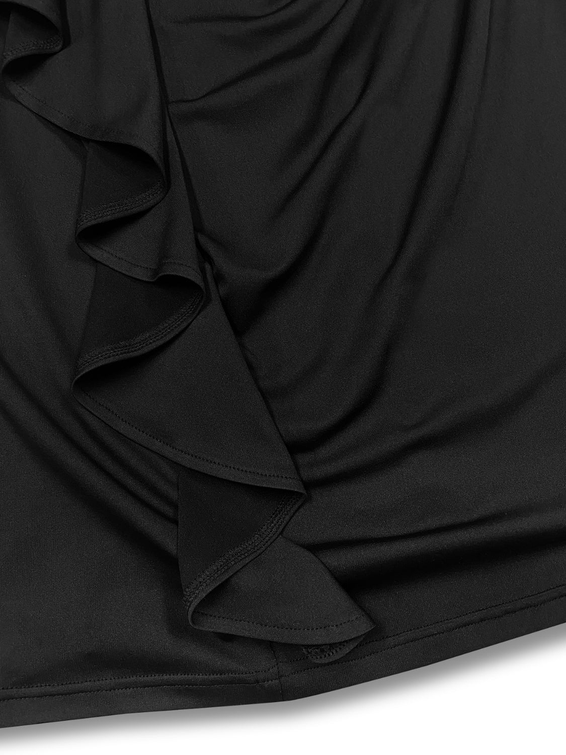 Plus Size Ruffle Trim Round Neck Long Sleeve Dress - Pahabu - Women's Clothing & Shop