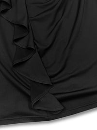 Plus Size Ruffle Trim Round Neck Long Sleeve Dress - Pahabu - Women's Clothing & Shop