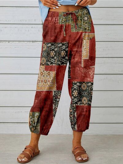 Printed Tied Cropped Pants - Pahabu - Women's Clothing & Shop