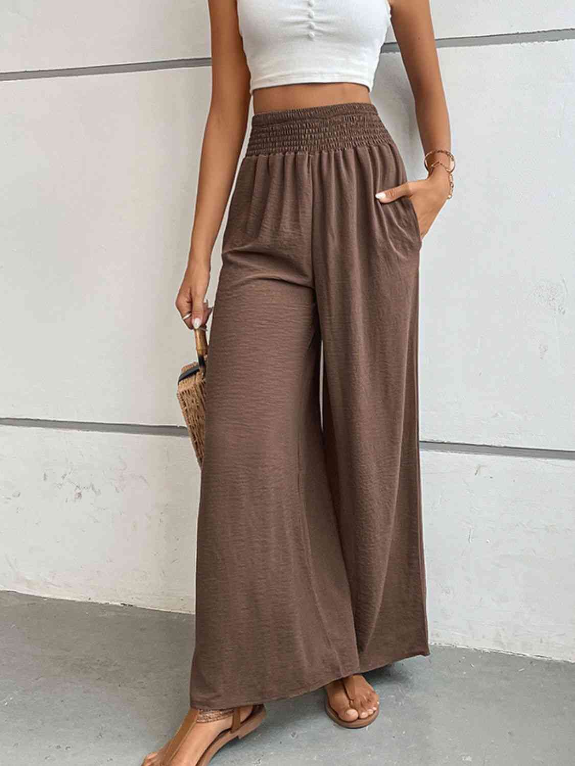 Perfee Wide Waistband Relax Fit Long Pants - Pahabu - Women's Clothing & Shop