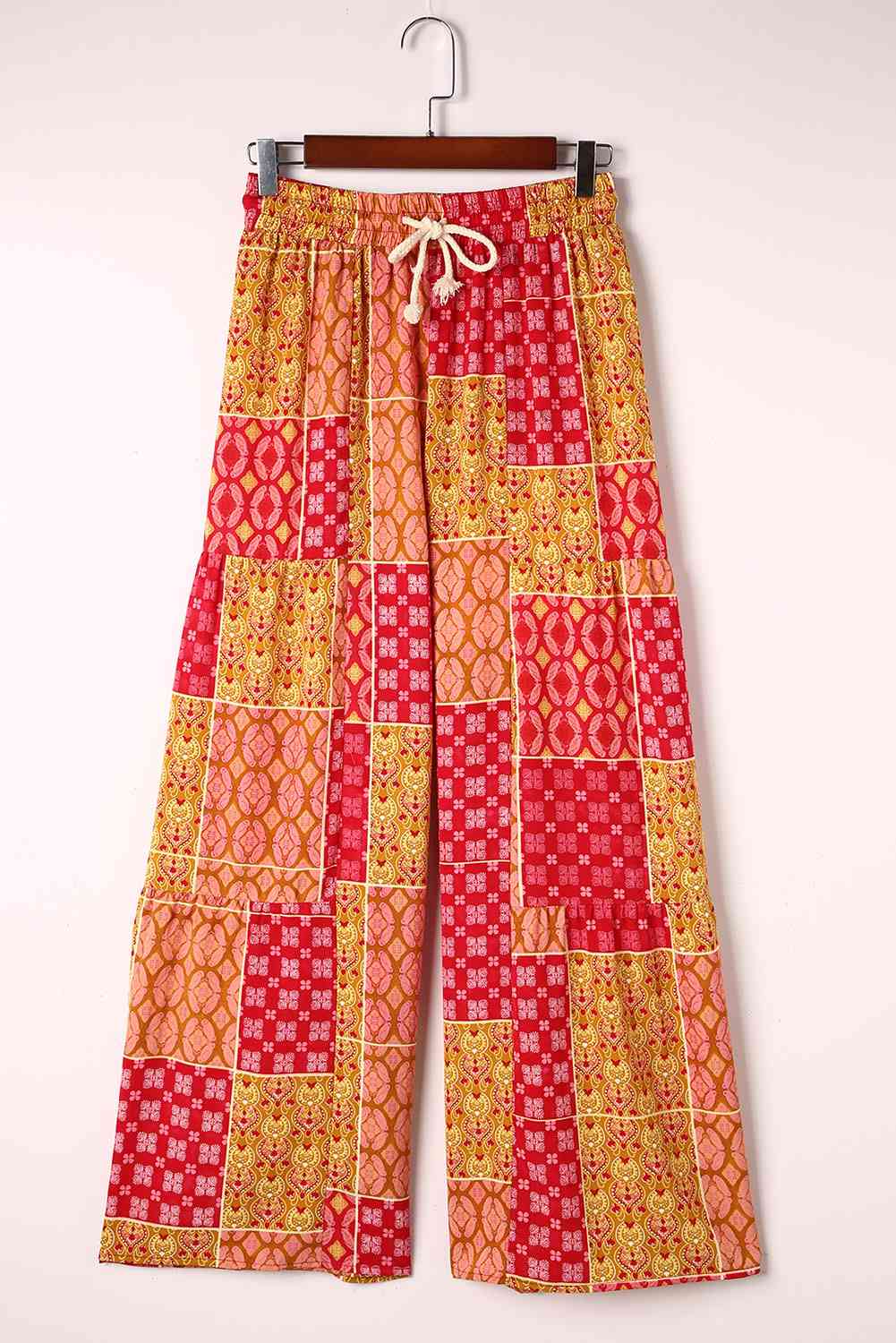 Bohemian Patchwork Drawstring Wide Leg Pants - Pahabu - Women's Clothing & Shop