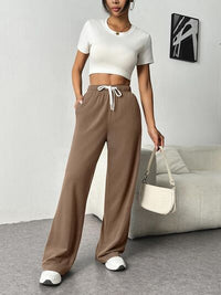 Drawstring Wide Leg Pants with Pockets - Pahabu - Women's Clothing & Shop
