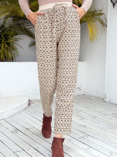 Ivy Lane Tied Printed Pants with Pockets - Pahabu - Women's Clothing & Shop