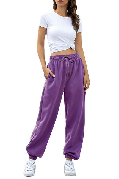 Elastic Waist Joggers with Pockets - Pahabu - Women's Clothing & Shop