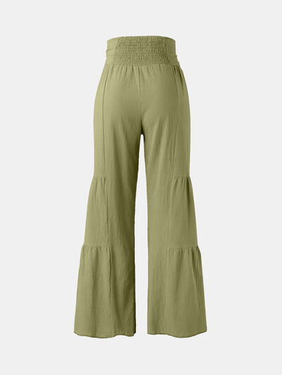 Tied Ruched Wide Leg Pants - Pahabu - Women's Clothing & Shop