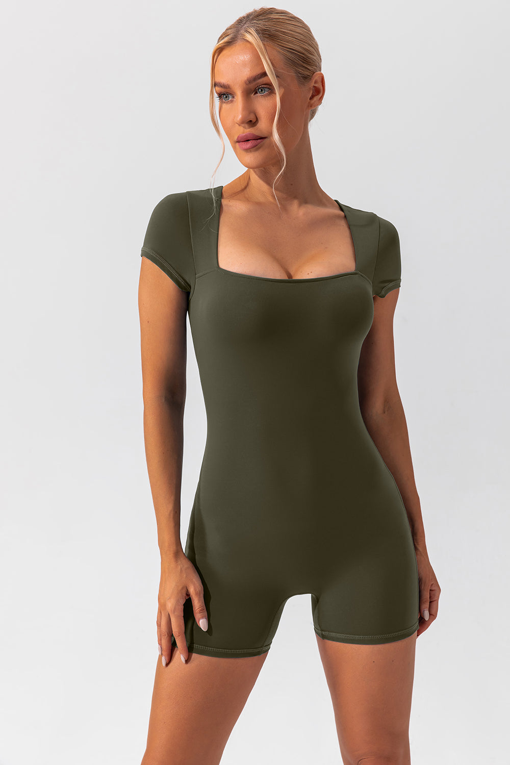 Square Neck Cap Sleeve Active Romper - Pahabu - Women's Clothing & Shop