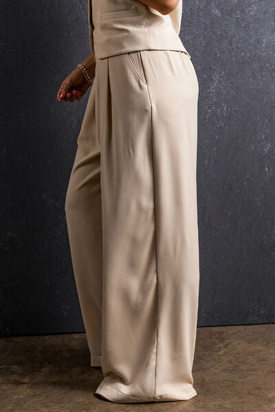 Ruched Wide Leg Pants with Pockets - Pahabu - Women's Clothing & Shop