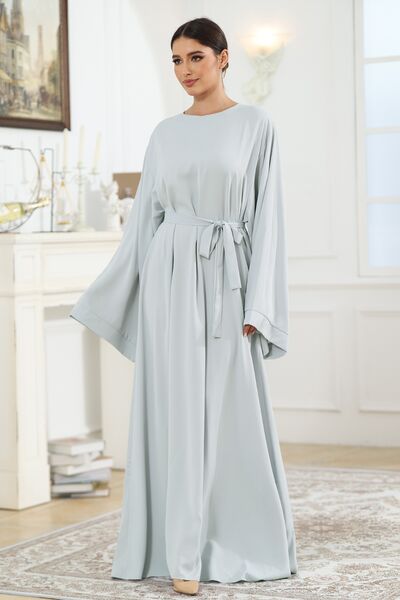Round Neck Kimono Sleeve Tie Waist Dress - Pahabu - Women's Clothing & Shop