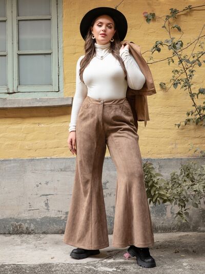 Plus Size Pocketed Flare Pants - Pahabu - Women's Clothing & Shop
