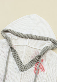 Drawstring Flower Hooded Knit Top - Pahabu - Women's Clothing & Shop