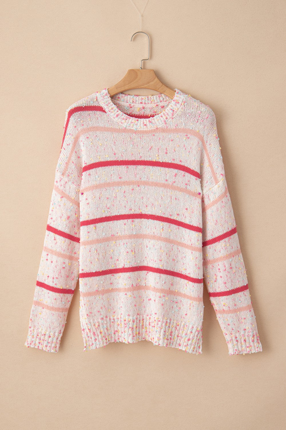 Confetti Round Neck Dropped Shoulder Sweater - Pahabu - Women's Clothing & Shop